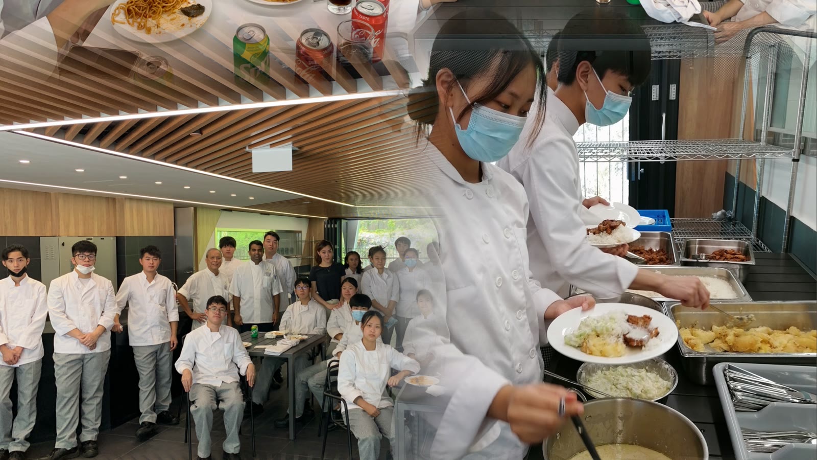 國際廚藝課程學生在專業廚房實習